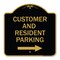 Signmission Reserved Parking Customer and Visitor Parking With Right Arrow, Black & Gold, A-DES-BG-1818-23052 A-DES-BG-1818-23052 - alternate 1